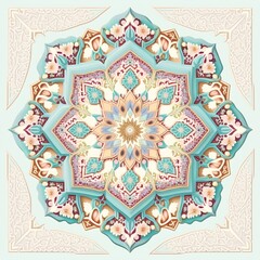 AI-generated illustration of a symmetrical Islamic ornament based on the Ottoman style