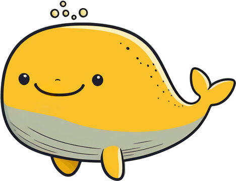 Cute drawing of a cartoon whale