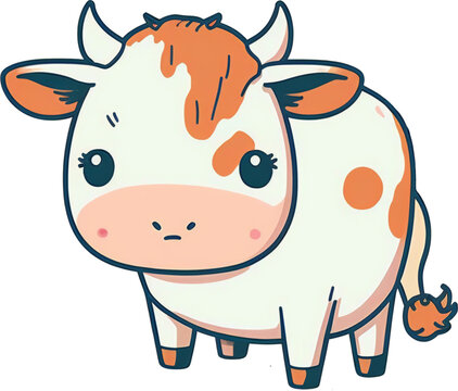 Cute drawing of a cartoon cow