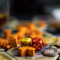Closeup shot of a board game on the blurry background