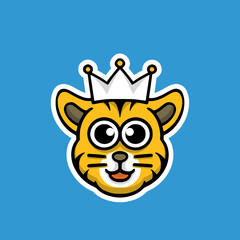 Cute tiger king mascot cartoon