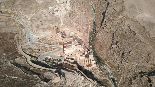 Aerial shot of Mar Saba Monastery
