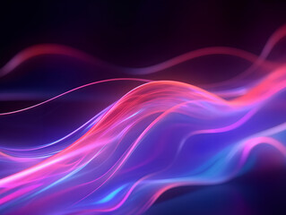 Abstract colorful neon light waves traveling at highspeed. Generative AI.
