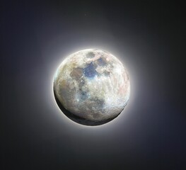 Obraz na płótnie Canvas A beautiful close up view of the full moon