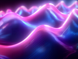 Fototapeta na wymiar Abstract colorful neon light waves traveling at highspeed. Generative AI.