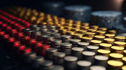 Fototapeta premium Percentage model with coins stack. Generative AI
