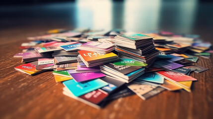 Pile of business card on the floor. Generative AI