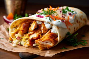 shawarma with chicken and vegetables