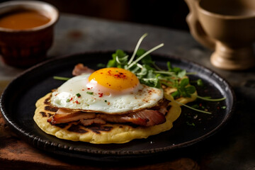 Fototapeta na wymiar fried eggs with bacon