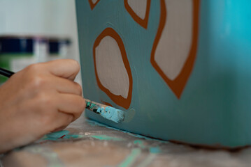 Detail of hand painting abstract lines