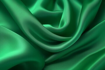 Obraz premium Texture, background, pattern. Texture of green silk fabric. Beautiful emerald green soft silk fabric. Generative AI