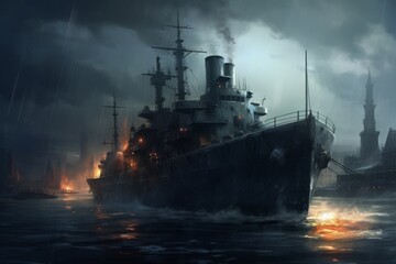 military ship. Generative AI