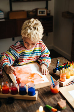 Focused kid doing art work