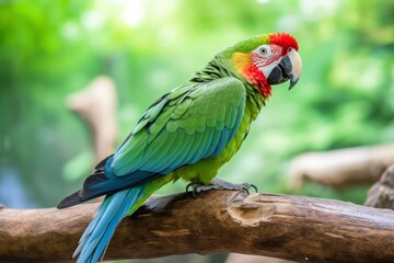Plakat Green parrot Great-Green Macaw, Ara ambigua. Wild rare bird in the nature habitat, sitting on the branch in Costa Rica. Generative AI