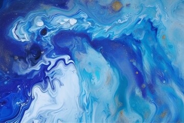 Fototapeta na wymiar Abstract art blue paint background with liquid fluid grunge texture. Generative AI