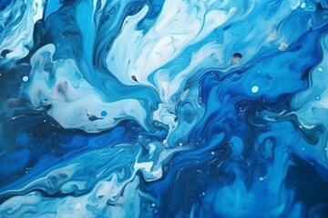 Fototapeta na wymiar Abstract art blue paint background with liquid fluid grunge texture. Generative AI