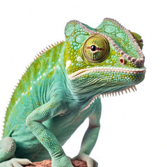 Obraz premium Veiled Chameleon (Chamaeleo calyptratus) perched, eyes looking different directions