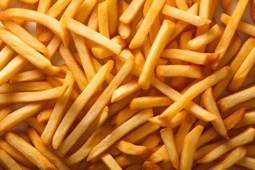 Close-up of French fries with a simple background in a mouth-watering and delectable manner. Generative AI