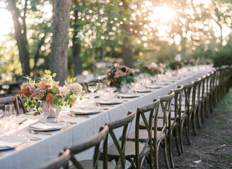 sunset wedding reception table