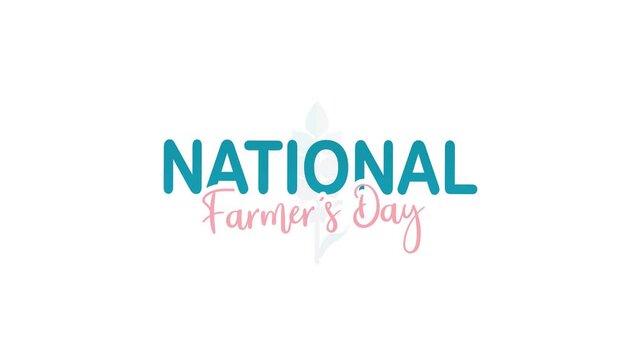 national farmers day animated text. 4k video greeting card. gift card. alpha channel.