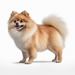 Pomeranian (Canis lupus familiaris) standing, looking to the side
