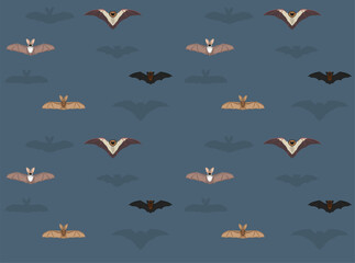 Various Bat Species Front Flying Cartoon Seamless Wallpaper Background
