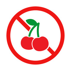 No Cherries Sign on White Background