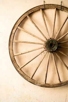 Old horse cart wheel