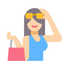 Girl flat icon for women, shopping, people, buyer, consumer, shopaholic logo