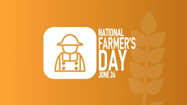 national farmers day animated text. 4k video greeting card. gift card. alpha channel.