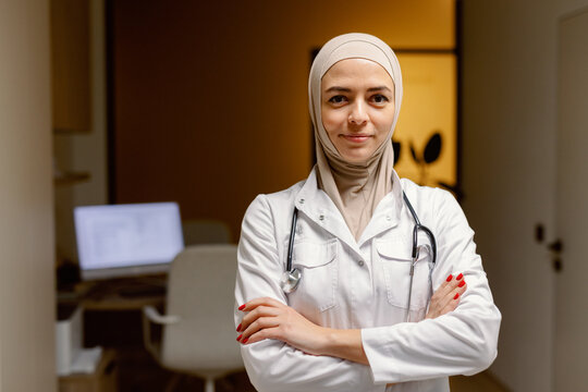 Middle eastern cheerful physician stethoscope