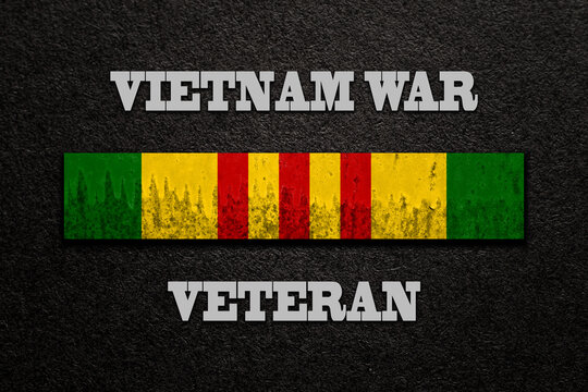 Vietnam Campaign Ribbon with text Vietnam War Veteran. Vietnam Veterans Day.
