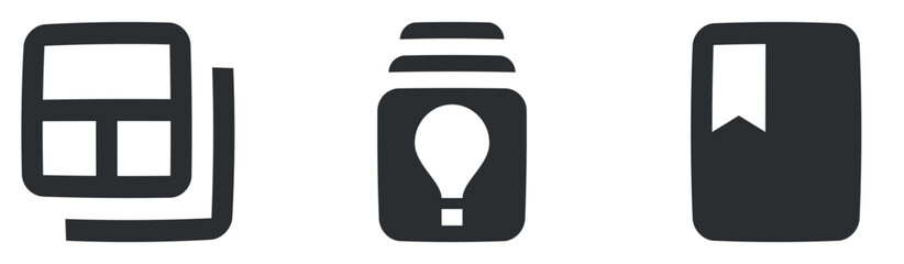 Set of 3 icons Actions. Line icons collection. Set Quality icon. Linear symbols set. Thin filled icons pack. UX UI