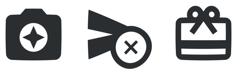 Set of 3 icons Actions. Vector collection thin line Web icon. Set Quality icon. Linear icons set. Thin filled icons pack. Vector illustration