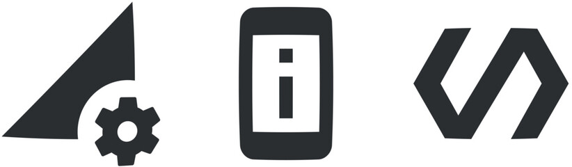 Set of 3 icons Actions. A set vector icons. Outline isolated signs. Linear icons set. Big UI icon set in a flat design. UX UI