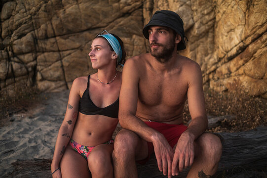 Loving couple at tropical beach