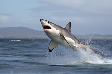 a shark is jumping out of the water