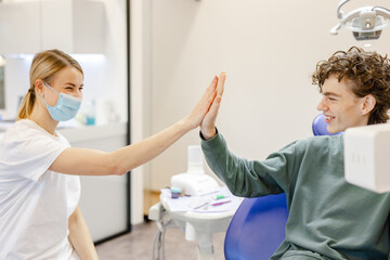 Patient hospital cooperation doctor result appointment wellbeing grin