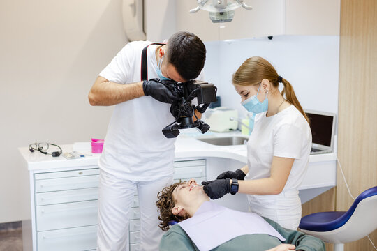 X-ray procedure scan device odontology nurse patient teeth examination