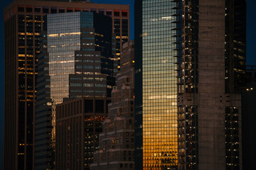 Modern skyscrapers in downtown at twilight
