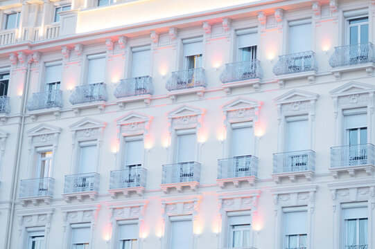 Pastel Light Blue Building Facade