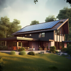 Fototapeta na wymiar Solar Panel House. Generative AI
