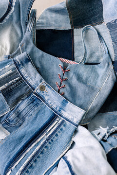 Denim jeans clothing closeup with details