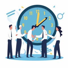 Time pressure. Deadline. The team talks about the time schedule.  illustration, Generative AI