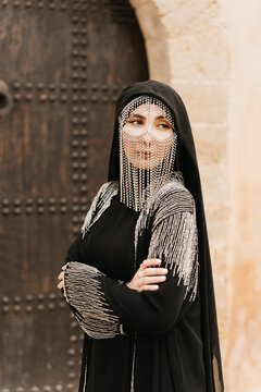 Modern Muslim Woman wearing a sparkling hijab