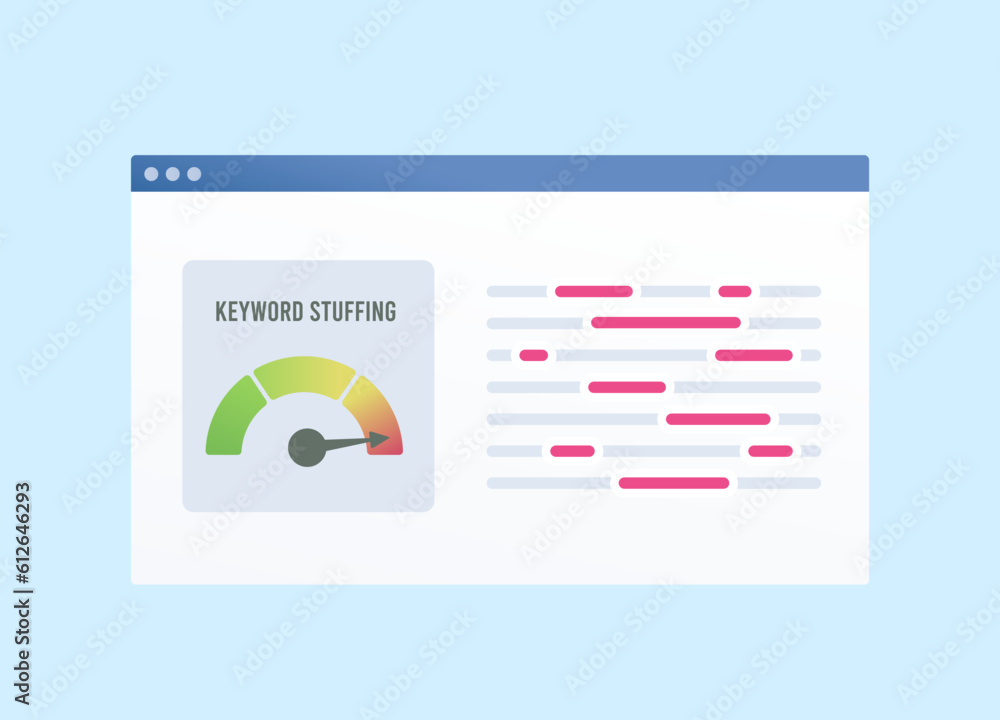 Poster keyword stuffing - seo ranking factor concept. keyword spam checker service. search engine optimizat