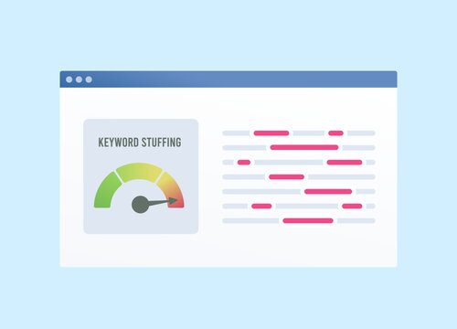Keyword stuffing - SEO Ranking Factor concept. Keyword spam checker service. Search Engine Optimization focused on keyword-based content