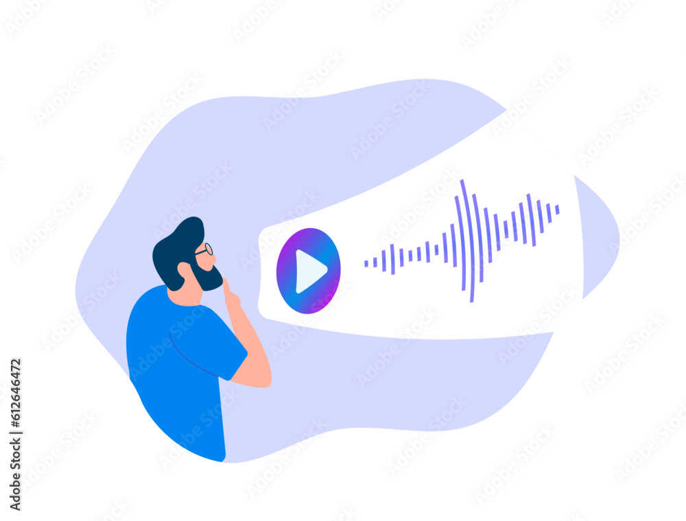 Poster voice messages concept. chat with speech bubbles, event notifications. stay connected with voice cha