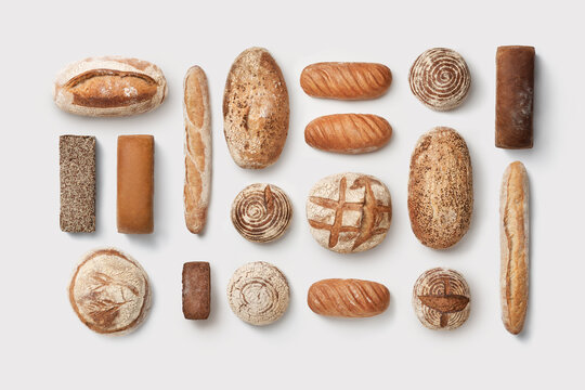 Fresh various wheat and rye handmade bread.