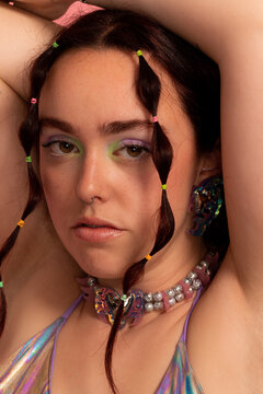 Trendy woman studio portrait